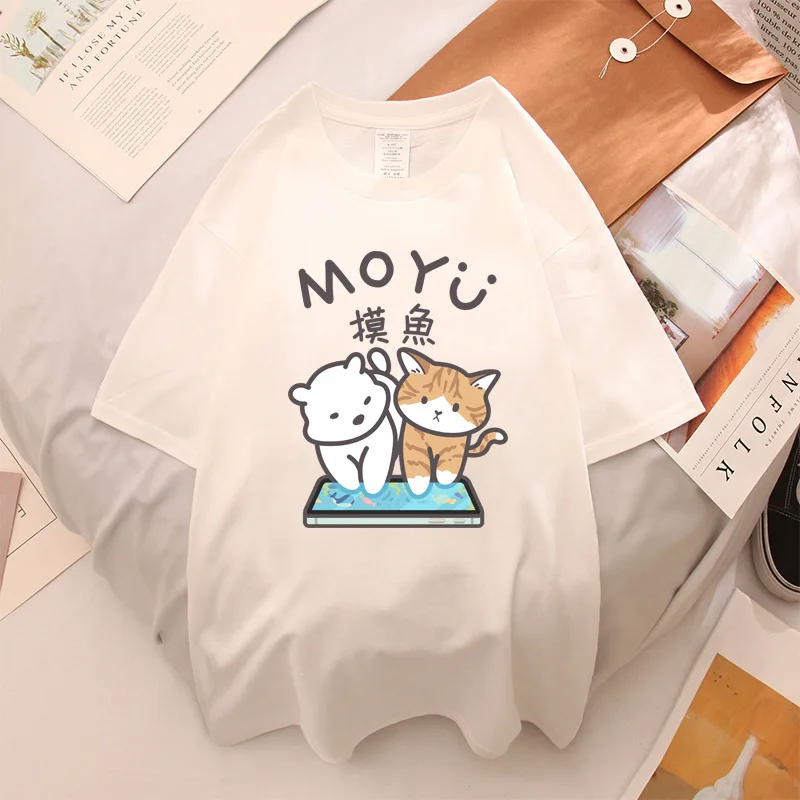 تيشيرت نسائي مطبوع عليه رسومات ، توبات نسائية ، قميص بلوفر ، ملابس كاواي ، زي هاراجوكو ، ملابس شارع ، ملابس فتيات ، لطيف