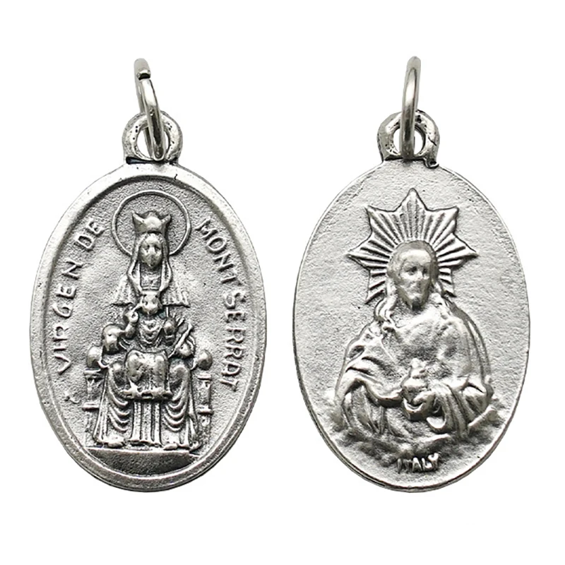 Fabricación De joyas católicas, dijes, colgante Virgen De Montserrat, medalla religiosa para pulsera, collar, aleación De Zinc, 2,2 cm, hecho en Italia