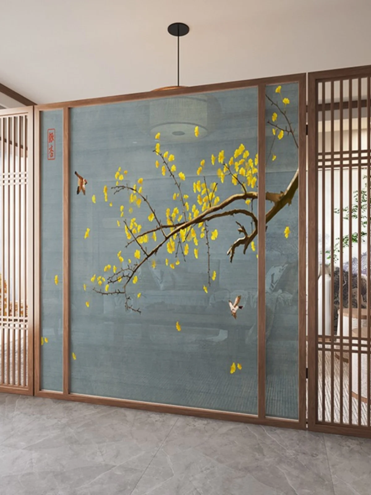 Screen partition, solid wood, new Chinese style living room, entrance, foyer, office, tea room,