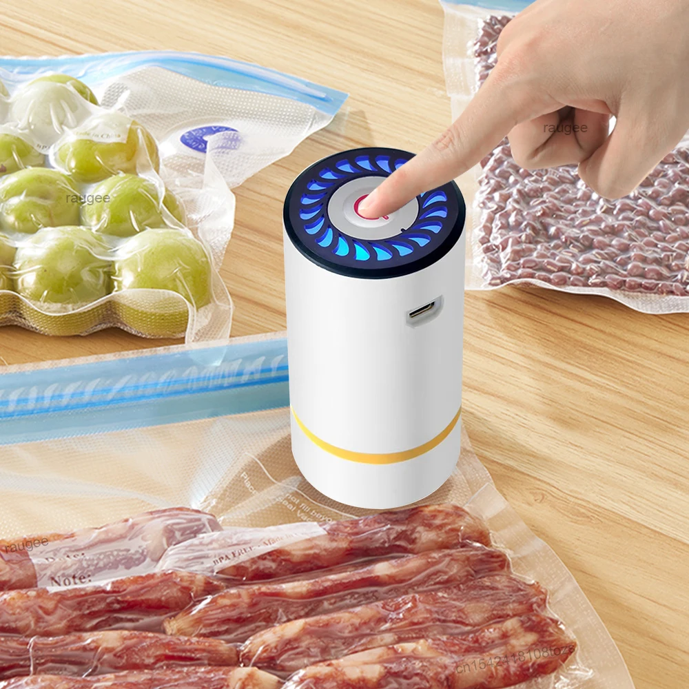 Electric Air Pump Mini Portable Automatic Vacuum Compression Machine USB Rechargeable Food Storage Bags Electric Vacuum Pump