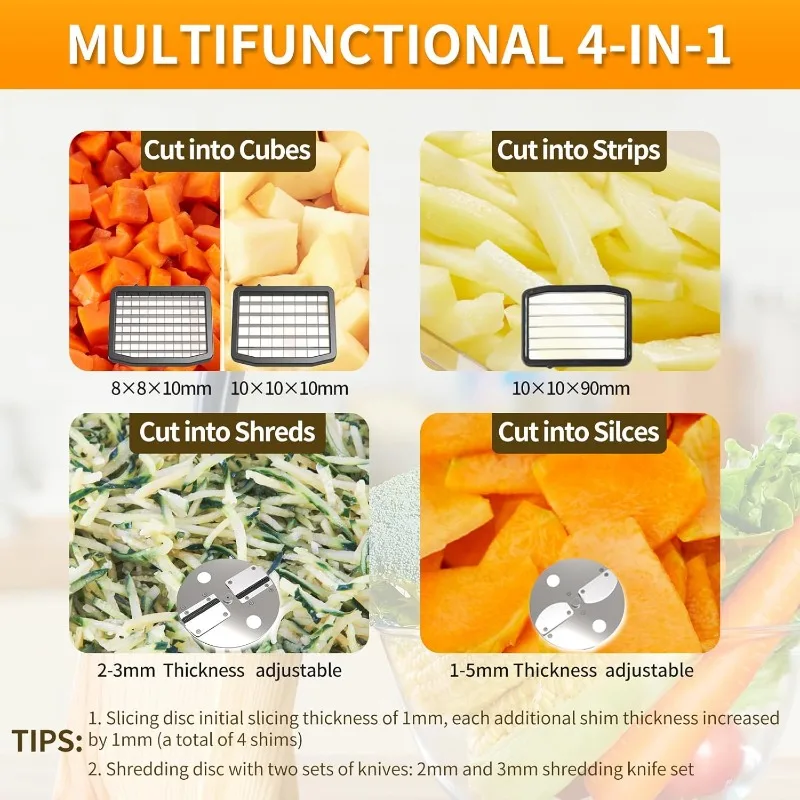 مفرمة خضروات كهربائية 4 في 1، محضر طعام لتقطيع الخضروات بقدرة 200 وات، قطاعة طعام نباتية مع تقطيع وتقطيع وتكعيرات