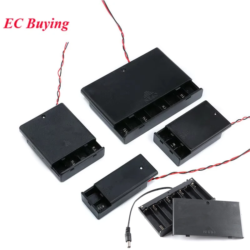 2/3/4/8*AA Battery Cover Storage Holder Case Box Container Cell Box With NO/OFF Button For AA Battery Holder DIY
