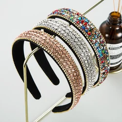 Kadınlar kızlar için lüks kristal geniş bantlar kafa bantları moda Hairbands kadın yıkama yüz saç bantları Hoop saç aksesuarları