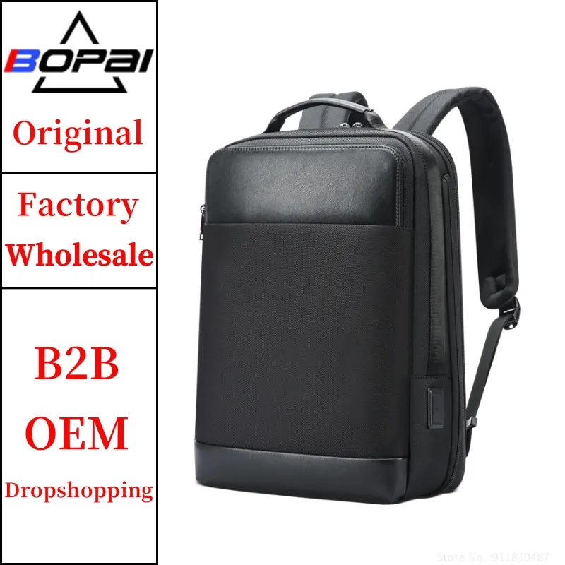 BOPAI Wholesale High Quality Custom Expandable Smart Usb Charging Back Pack Men Office Travel 15.6 Inch Business Laptop Backpack