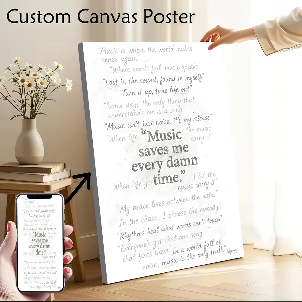 Music Quotes Typography Art Canvas Poster Customizable Printed Canvas Painting Wall Art for Fans Room Ornaments Gamer Decoration
