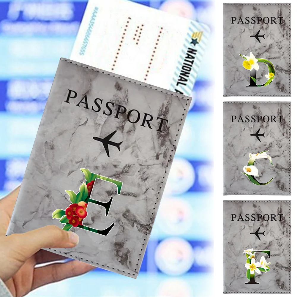 Women Men RFID Vintage Business Passport Covers Holder PU Leather Waterproof Credit Card Protector Flower Color Letter Printing