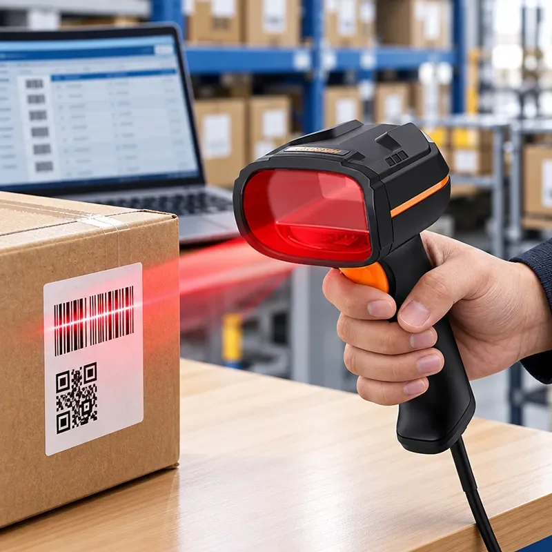 Wireless 2D Barcode Scanner for Inventory Management Handheld Industrial Grade QR Code Reader Express Supermarket Cashier