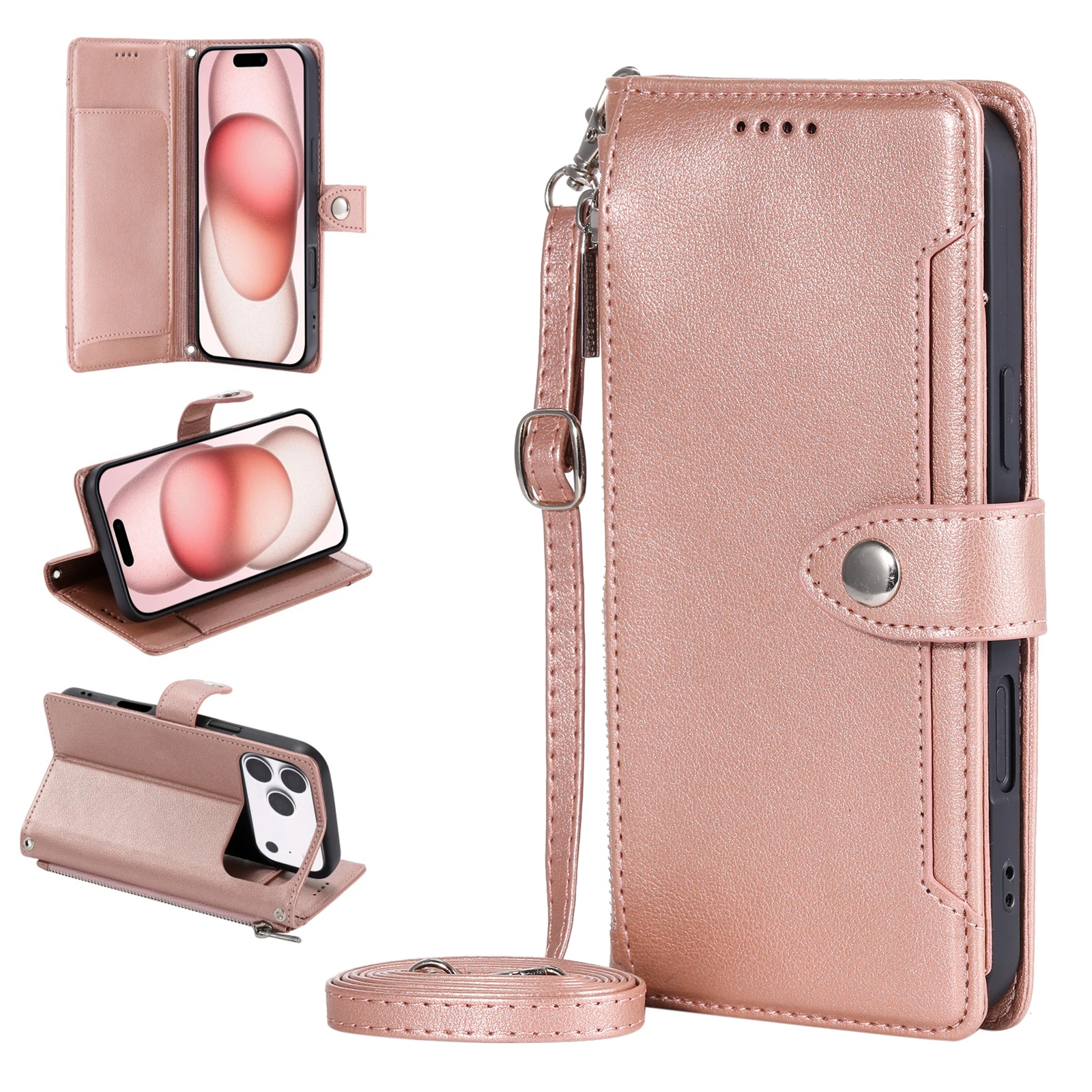 Crossbody 6 Cards Wallet Flip Case For Nokia 2.4 G60 G22 G21 G20 G11 G10 Lychee Wrist Lanyard Leather Zipper Pocket Phone Cover view 5