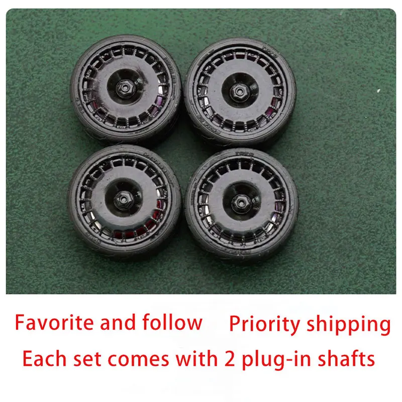 1:64 Modified Wheel Hub MC 9.7mm Rubber Tires Resin Metal Wheels Without Calipers Suitable for 1:64 Static Model Cars Gift
