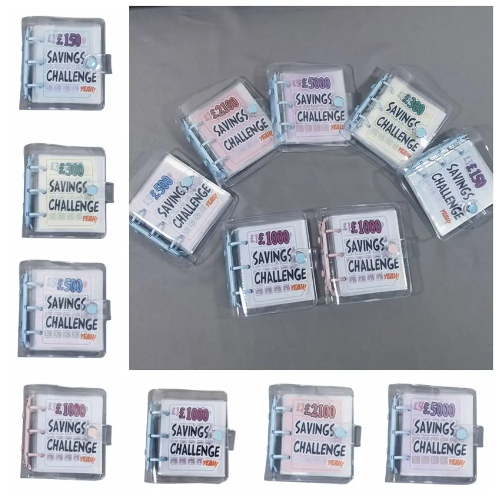 Mini Money Saving Binder 150/500/1000/2100/5000 Pounds PVC Mini Budget Binder Tear Resistant Creative Envelope Savings Challenge