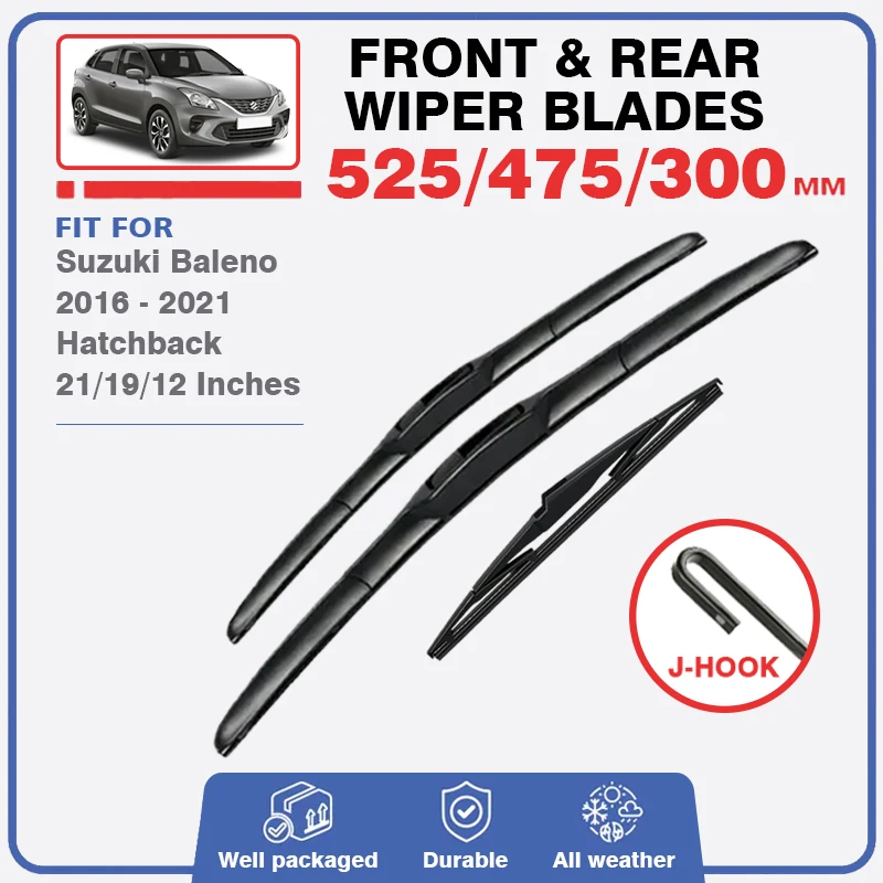 For Suzuki Baleno 2016 - 2022 WB EW Hatch Front Rear Wiper Blades Windshield Windscreen Car Accessories 2017 2018 2019 2020 2021