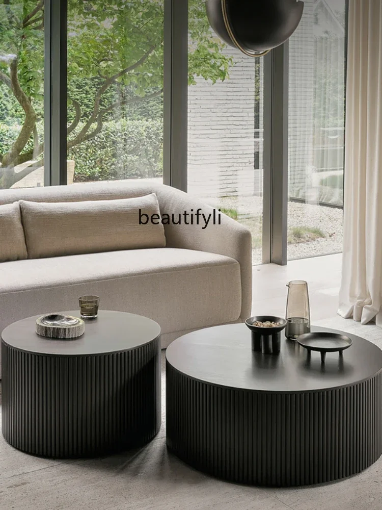 

07Nordic Solid Wood round Storage Coffee Table Side Table