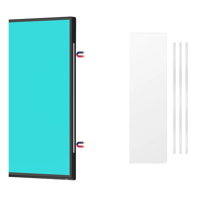 

2 Pack Monitor Memo Whiteboard, Magnetic Sticky Note Holder Dry Erase Board For Computer With Self-Adhesive Metal Strips