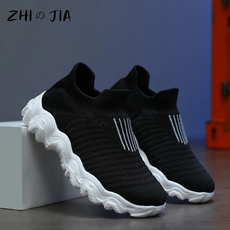 Casual Mesh Sports Shoes Children's Slip On Socks Shoes teenagers Lightweight and Comfortable Running Footwear 26-38
