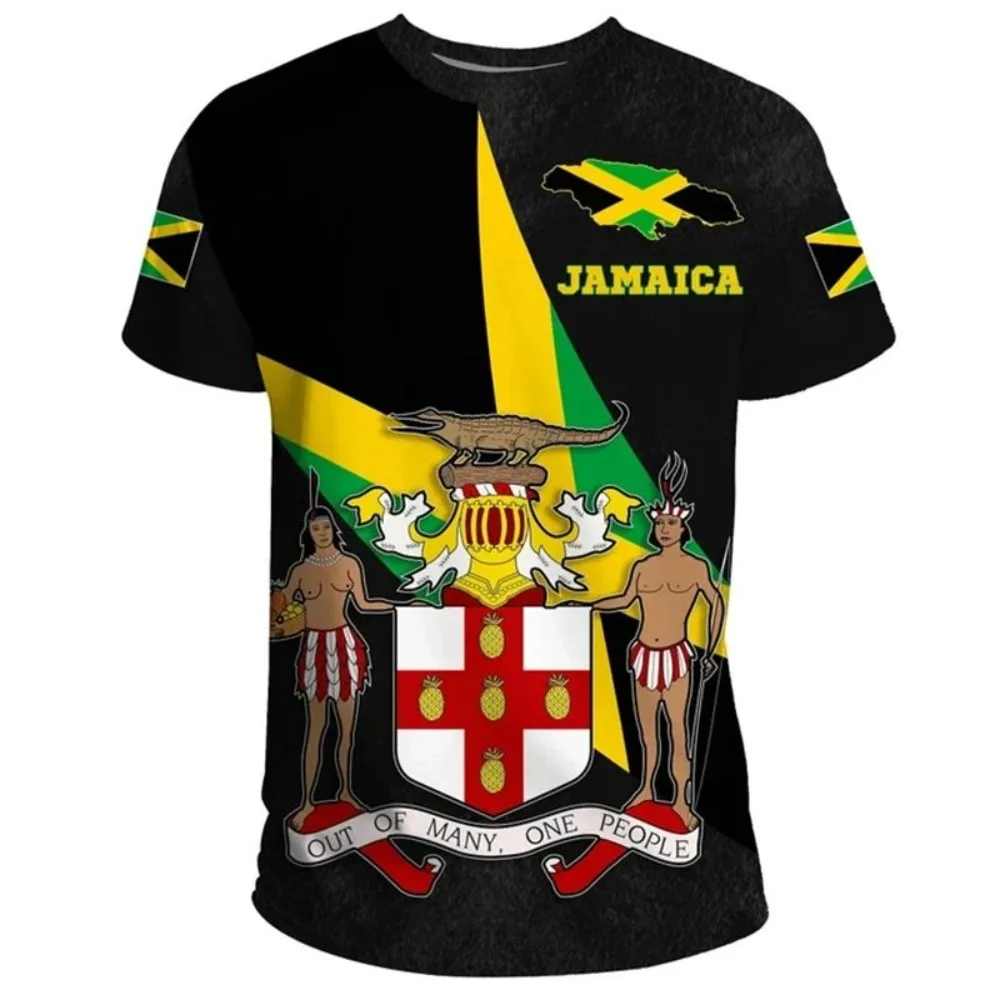 Men Jamaica Patriotic Breathable T-Shirt 3D Full Print Coat of Arms National Flag Quick Dry Casual Summer Short Sleeve Tee