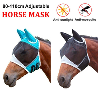 1Pc Fine Mesh Horse Equine Fly Mask With Ears 60% UV Protection Soft Mesh Horse Fly Mask With Ears
