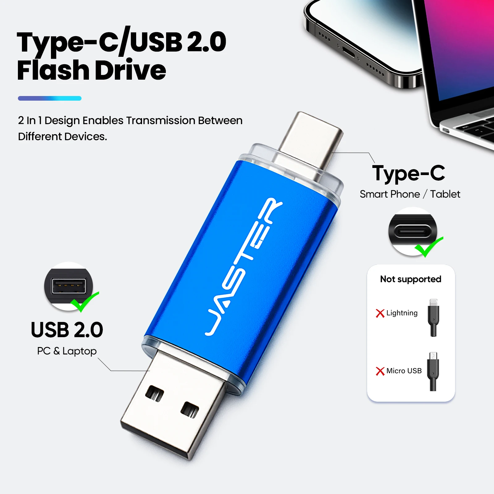 TYPE-C USB Flash Drive 128GB USB-C Memory Stick 64GB Business Gift Pen Drive 32G Colorful Pendrive 16G 2-in-1 Storage Devices 8G