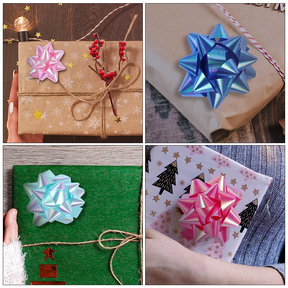 50 قطعة من قوس سحب لف عيد الميلاد ليس من السهل كسر عملية بسيطة للبالغين والأطفال لتزيين تغليف هدايا العطلات