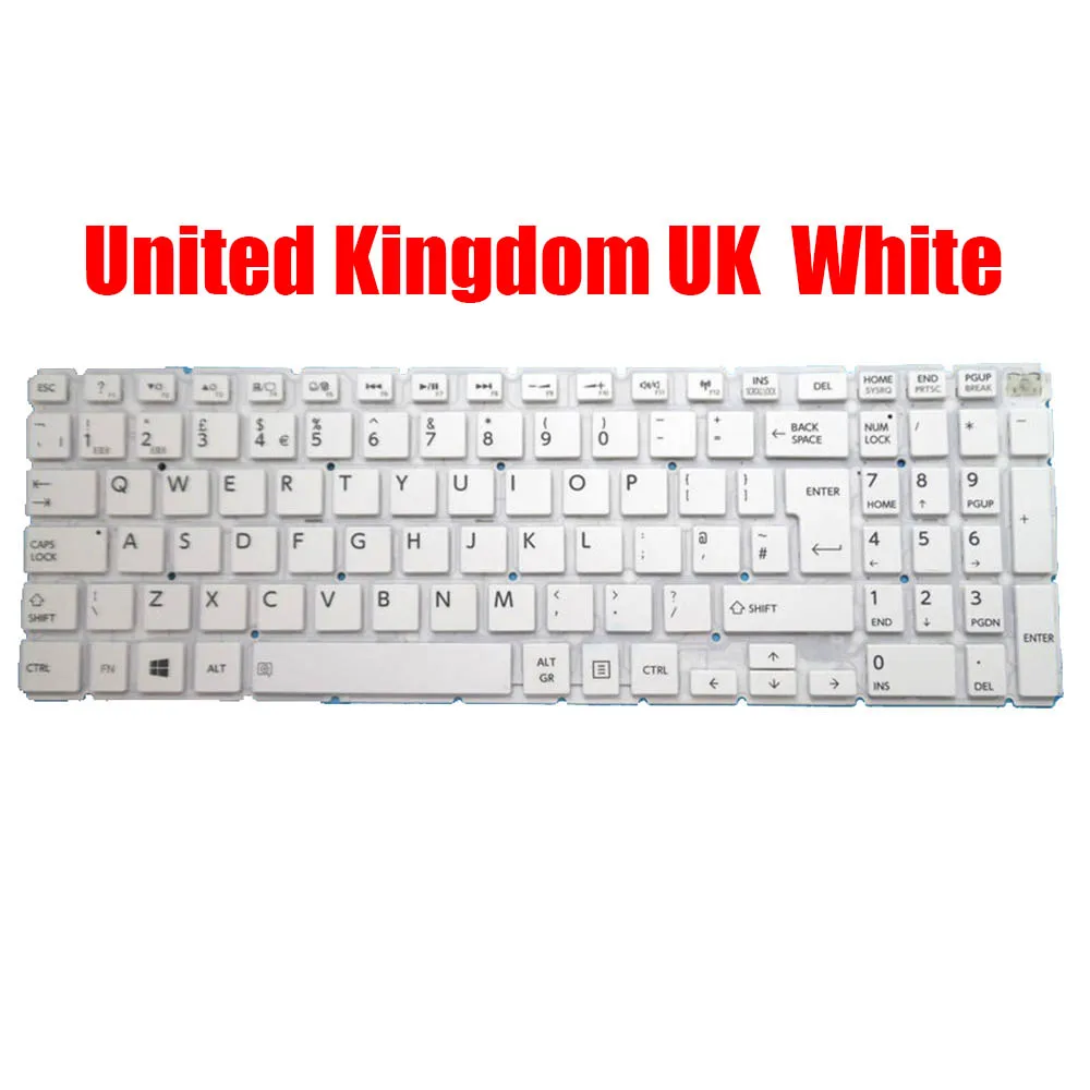 Laptop Keyboard For Toshiba For Satellite L70-C United Kingdom UK White Without Frame New