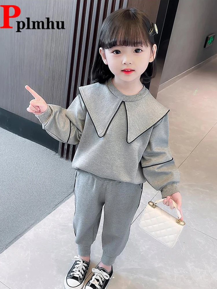 Casual Children 2 Piece Set Girls Long Sleeve Sweatshirts Tops And Baggy Kids Jogger Pants Ensembles 2024 New Tracksuit Sets