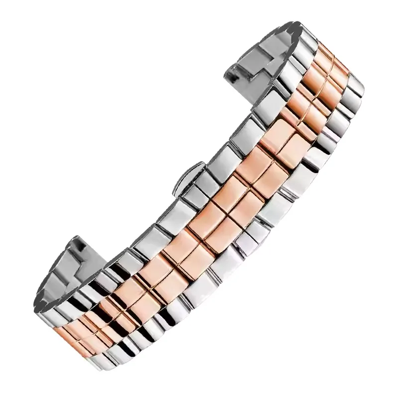 لساعة Chopard Happy Diamond مع حزام فولاذي للنساء Chopin Happy Sport سوار من الفولاذ المقاوم للصدأ باللون الذهبي الوردي 15 مم 18 مم