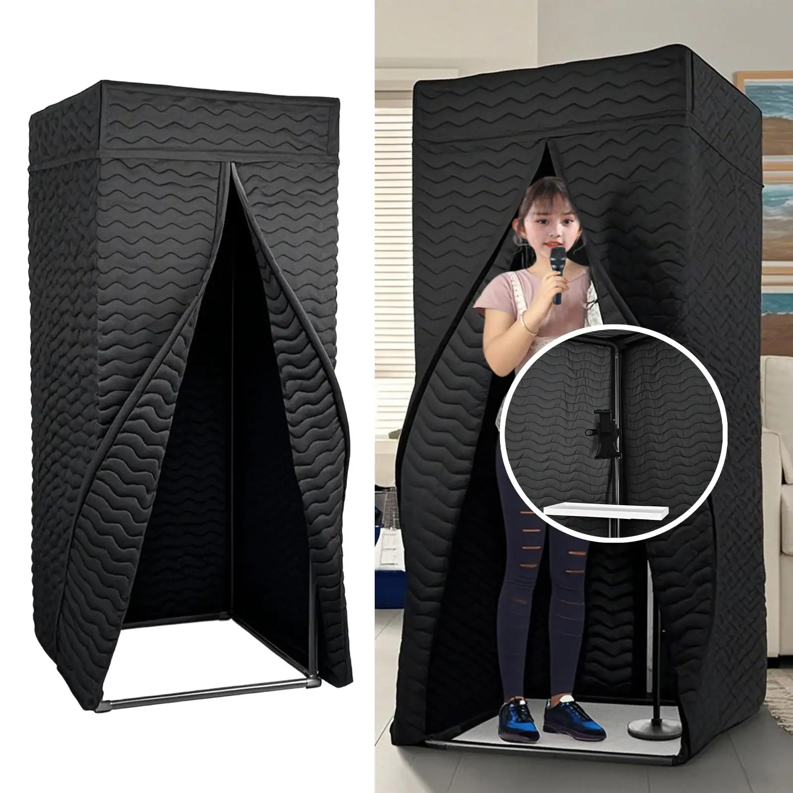 Vocal Booth Soundproof Portable Audio Recording Booth Stainless Steel for Echo Prevention Home Studio Podcast Voiceovers