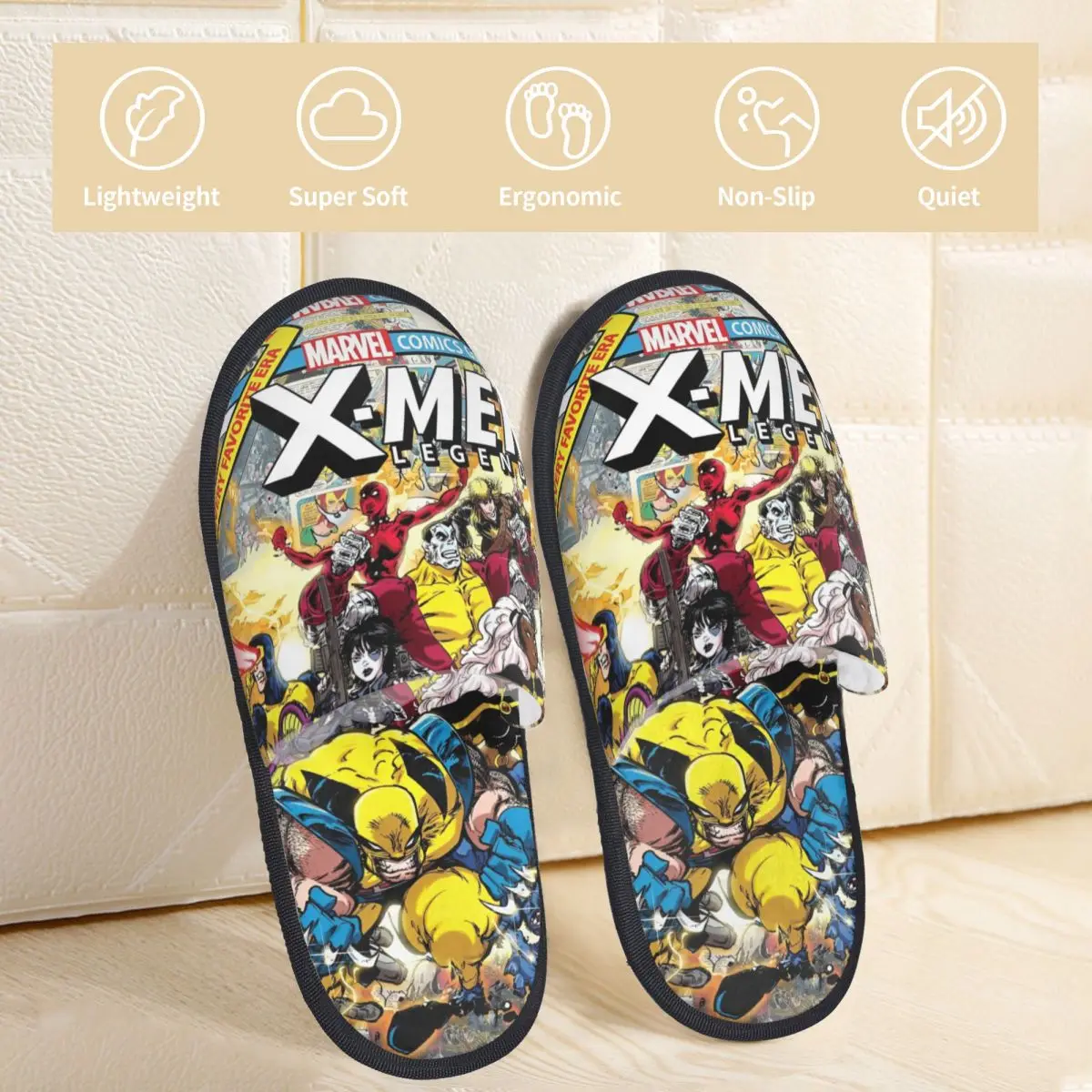 X Man X-MAN Marvel Hero Winter Cotton Slippers Living Room Cozy Memory Foam Slippers Non Slip