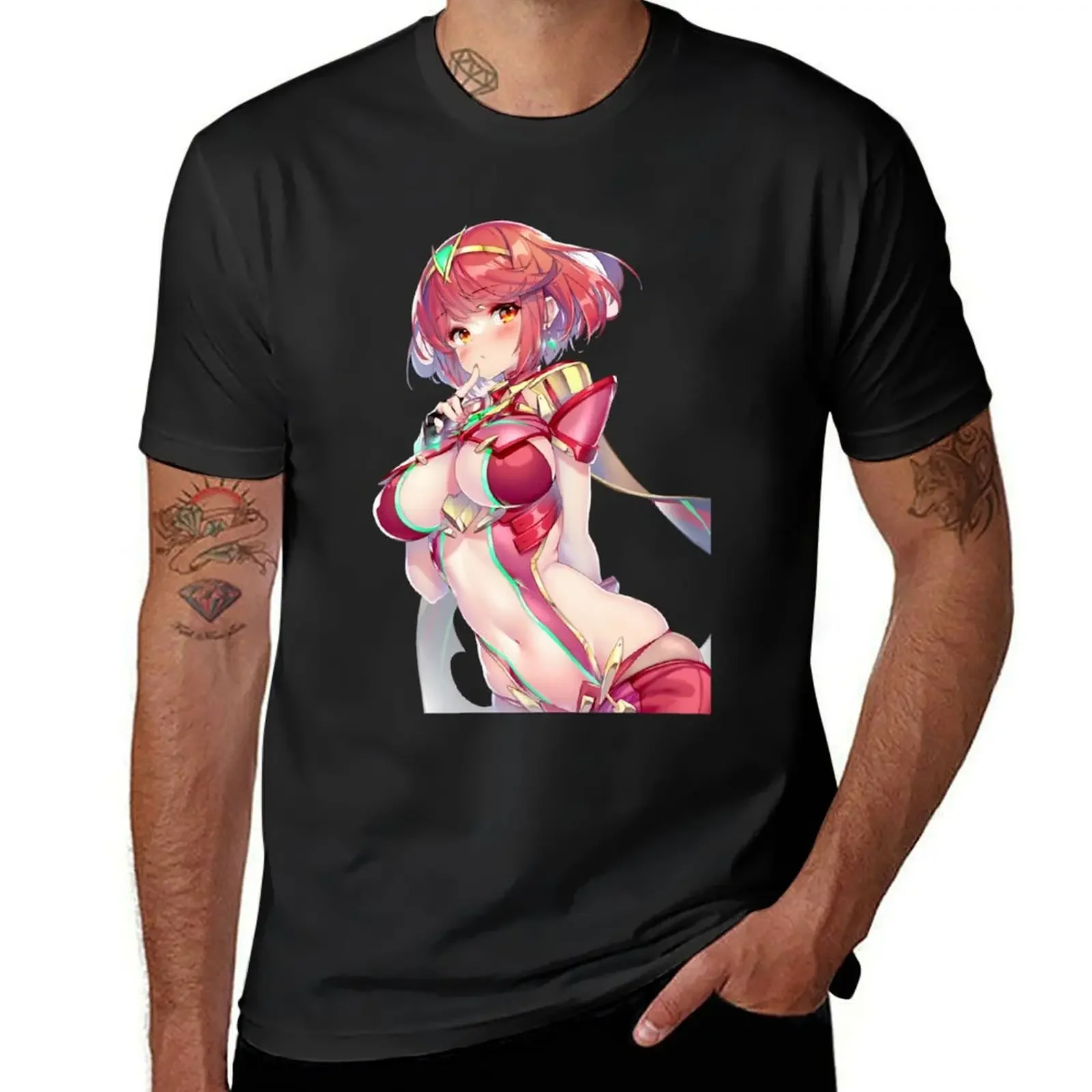 korean fashion customs design your own t shirts men Sexy Anime Girl Pyra Xenoblade  Classic T-Shirt  harajuku Crewneck Outfits