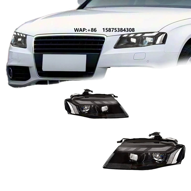 For A4 B8 S4 RS4 2008 2009 2010 2011 2012 LED Headlight Assembly DRL Sequential Turn Signal Projector Lens Lamp Pair