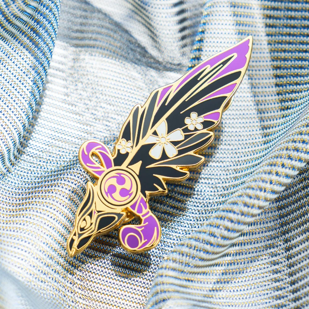 

Game Mihoyo Genshin Impact Feather Imitation Enamel Metal Badge Clothes Bag Pendant Decor Collection Medal Souvenir