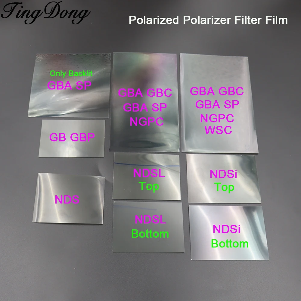 Hoja de película de filtro polarizador polarizado, 2/5/10 Uds., para consola Gamboy GB GBP para GBA GBC GBASP NGP WSC NDS NDSi NDSL