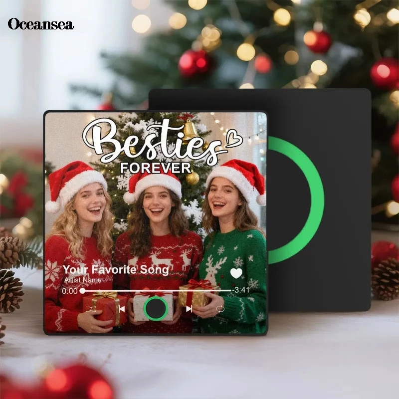 

Customized photo Music Fridge Magnet with Frame, Personalized Refrigerator Magnets, Best Christmas Day Gift