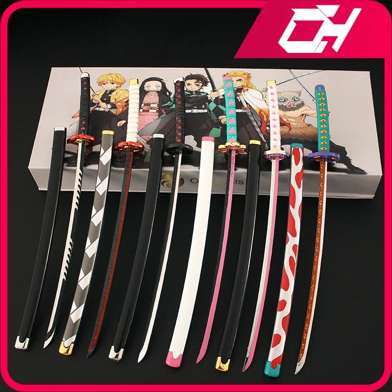 Dämonen töter Katana 3 Stück Waffen set Nichirin Klinge Metall Schwert Anime Schlüssel bund Zubehör Waffe Modell Geschenke Spielzeug für Jungen