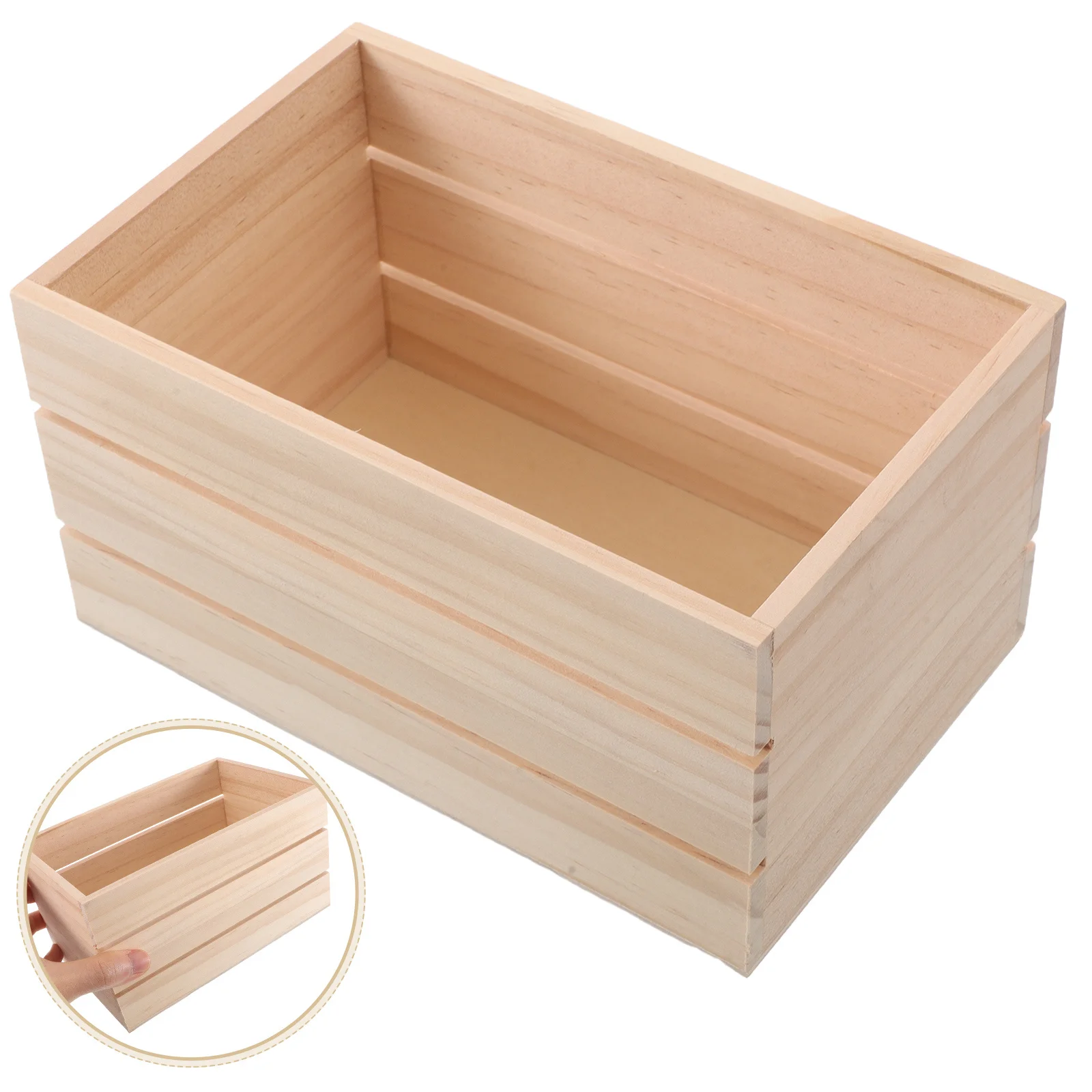 

Wooden Crate 12.5x9cm Natural Finish Storage Box for Desktop Living Room Bedroom Decorative Wooden Basket Counter Top