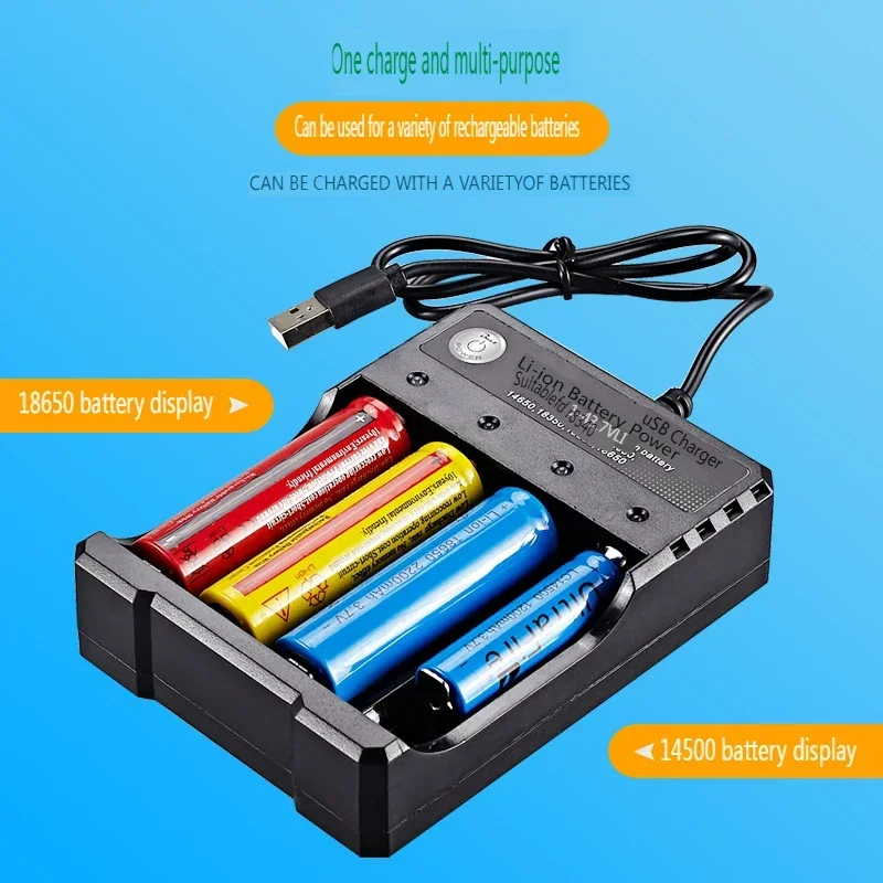 4 Slots 18650 Charger Independent Charging 3.7V Li-ion Battery Smart Charger for 10440 14500 16340 16650 14650 18350 18500 18650