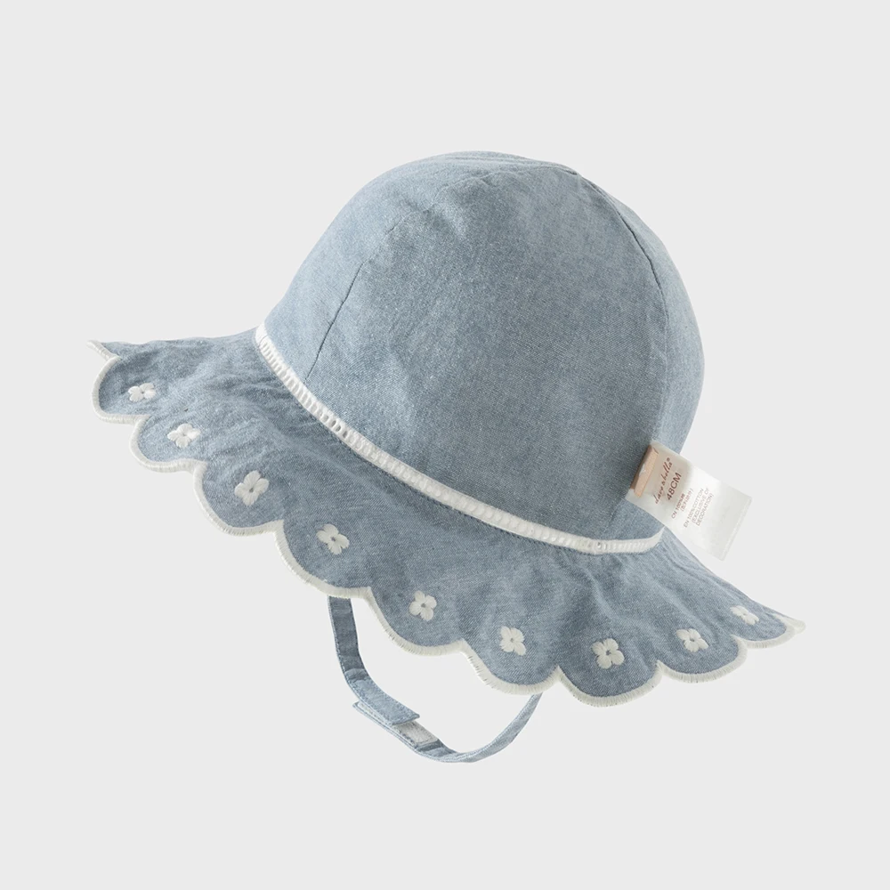 Dave Bella Girls Sun Hat Children Fisherman Hat Summer Denim Blue Cotton Cap Fashion Cool Outdoor Beach Adjustable DB2261712
