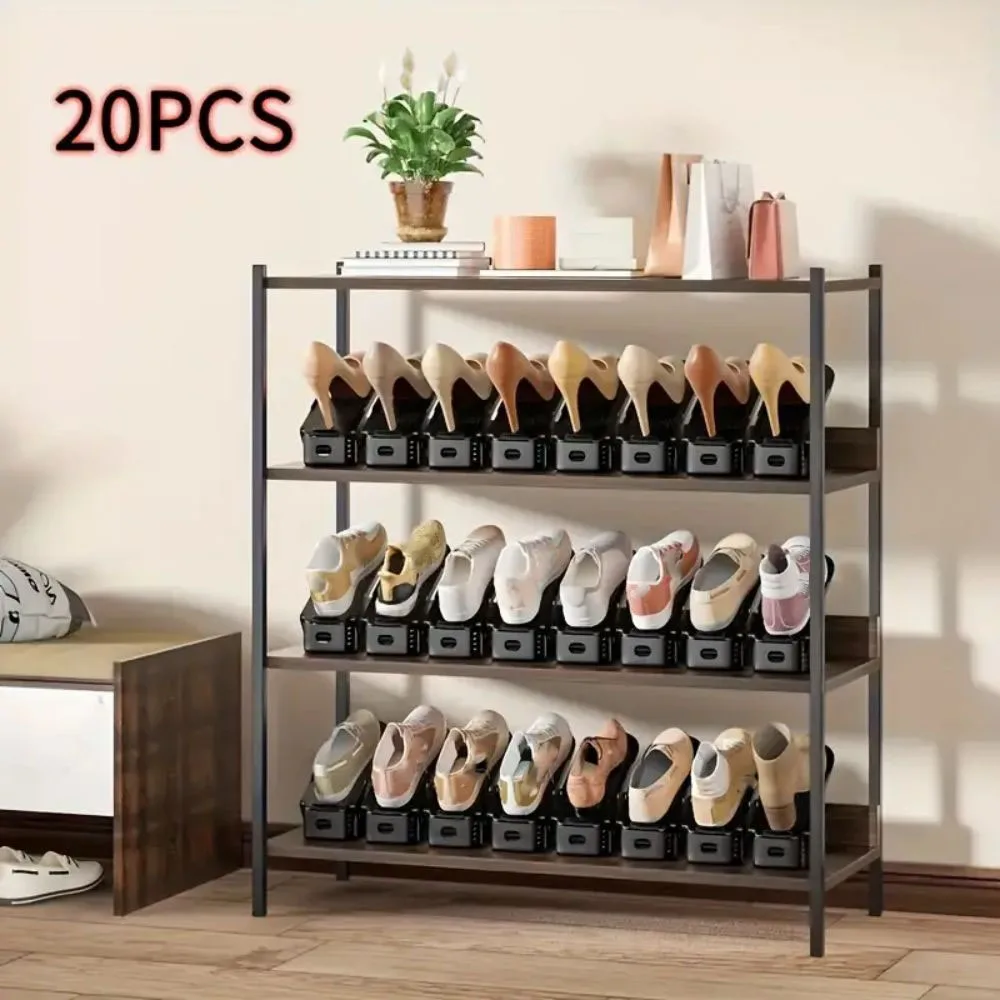 20pcs Shoe Slots Organizer, Thickened Double Storage Layer Closet Organization Stacker Easy No Assembly Required Rack Space Save