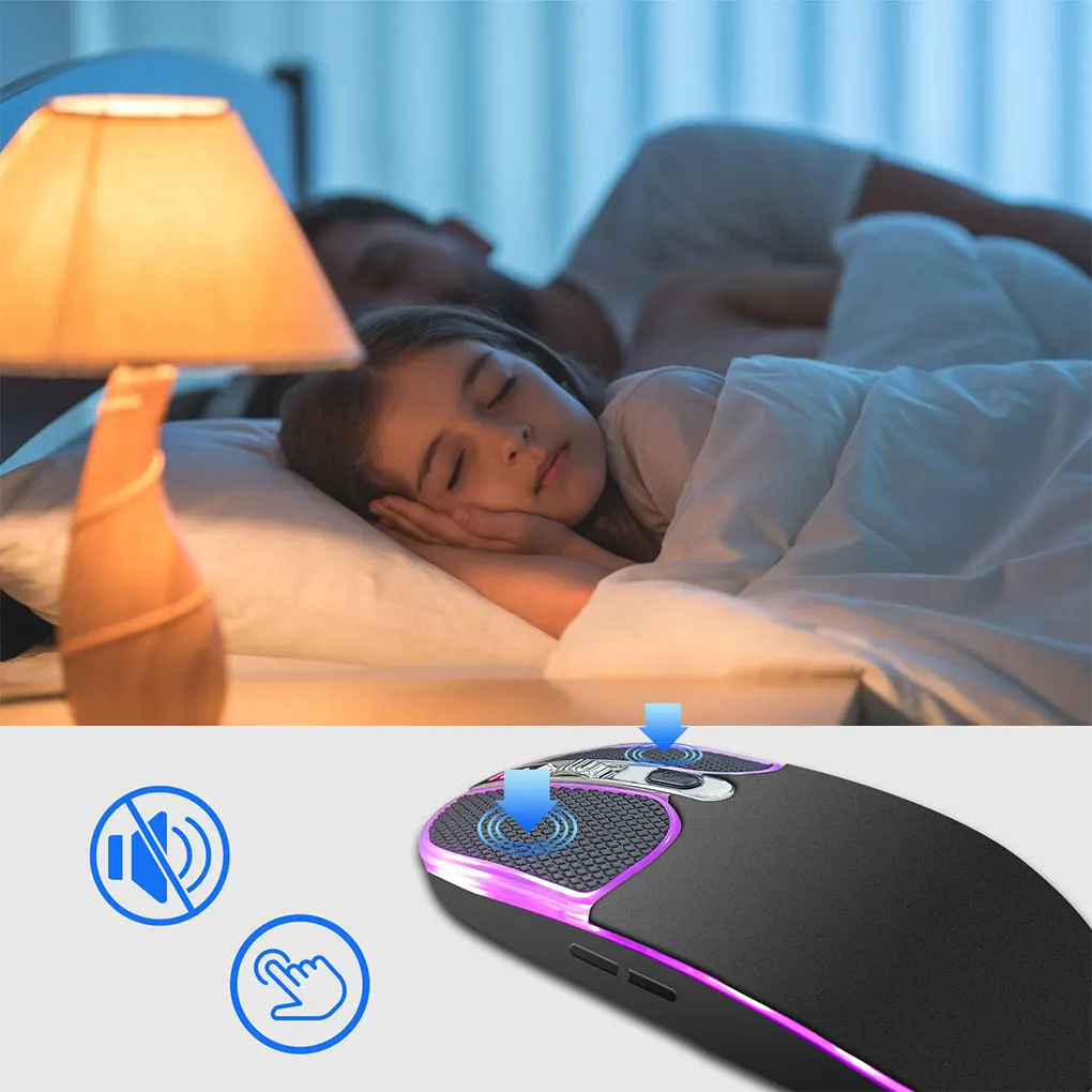 Mouse Wireless Bluetooth e doppia modalità da 2.4GHz ricaricabile RGB ergonomico silenzioso Click per PC iPad Laptop cellulare