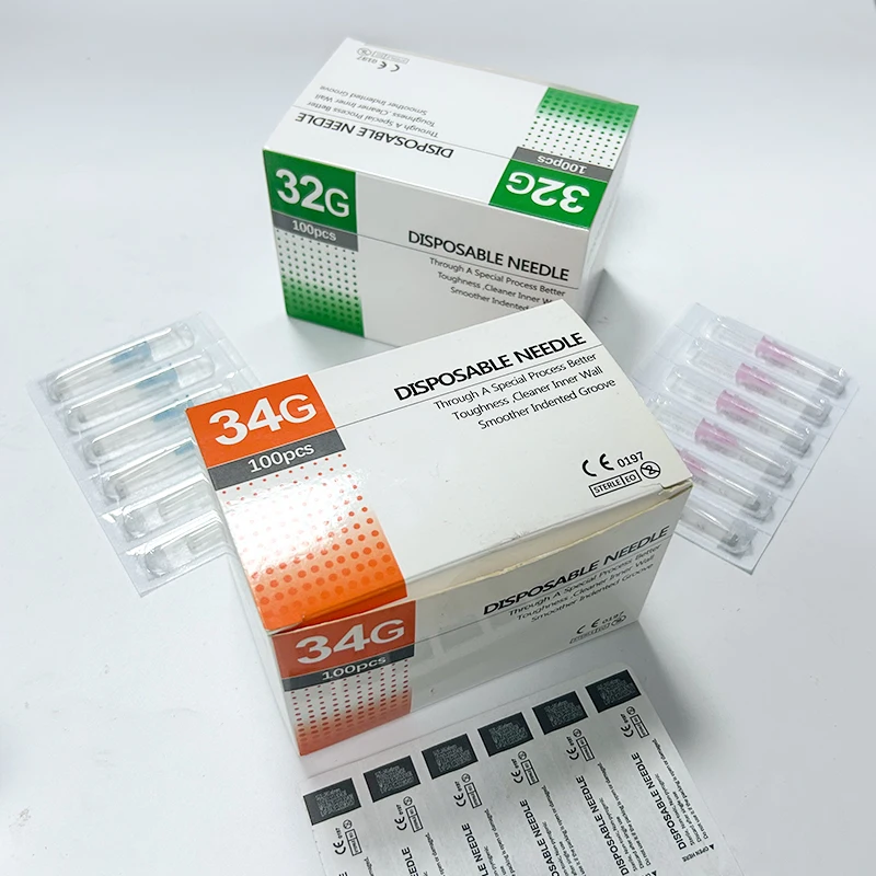 100pcs Disposable 32G 4mm Needle 34G 4mm 6mm 8mm 13mm 1.5mm 2.5mm Small Painless Needles Eyelid Tool Needle