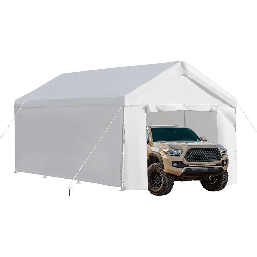 

Навес для автомобиля 10'x20' повышенной прочности, уличный переносной навес с съемными боковыми стенками, всепогодный тент-гараж для автомобиля, грузовика, лодки
