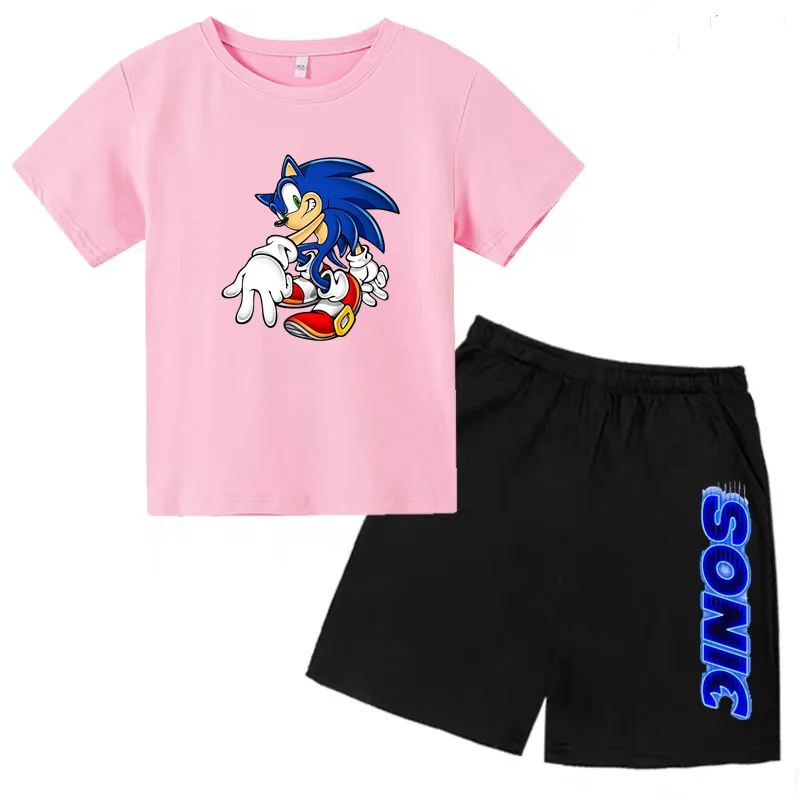 

Children's Sportswear Set - Cartoon Animal T-shirt + Shorts. Made of Breathable Fabric, Suitable for Children Aged 3 to 13.