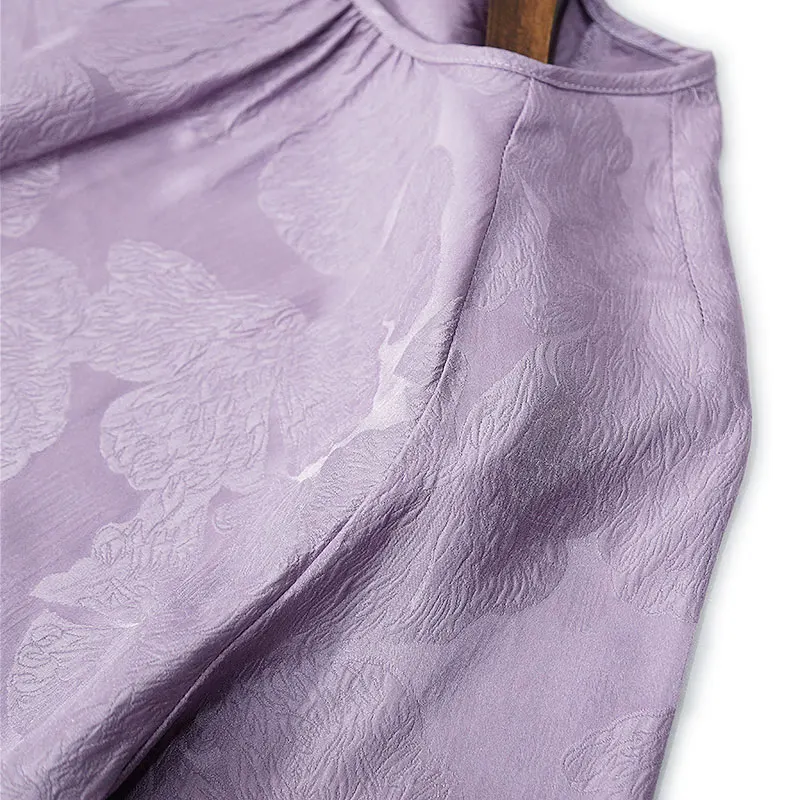 2025 Women's Fashion Spring New 100% Natural Mulberry Silk GuanLe Satin Mid Sleeve Round Neck Casual Three Dimensional T-shirt