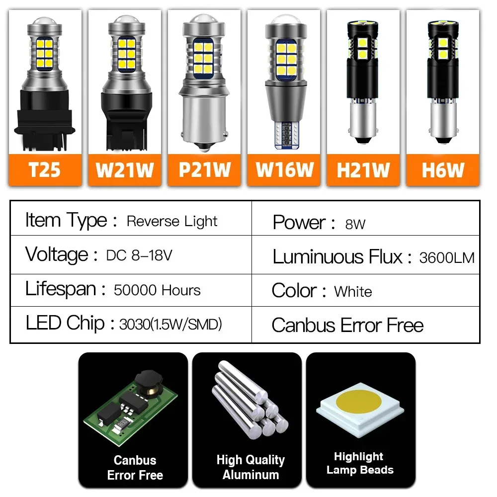 سيارة LED عكس ضوء Blubs P21W 1156 ba15s Canbus لسيارات BMW 5-Series E39 X1 E84 F48 X3 E83 Z3 Z4 Z8 رودستر E36 E86 E85 E52