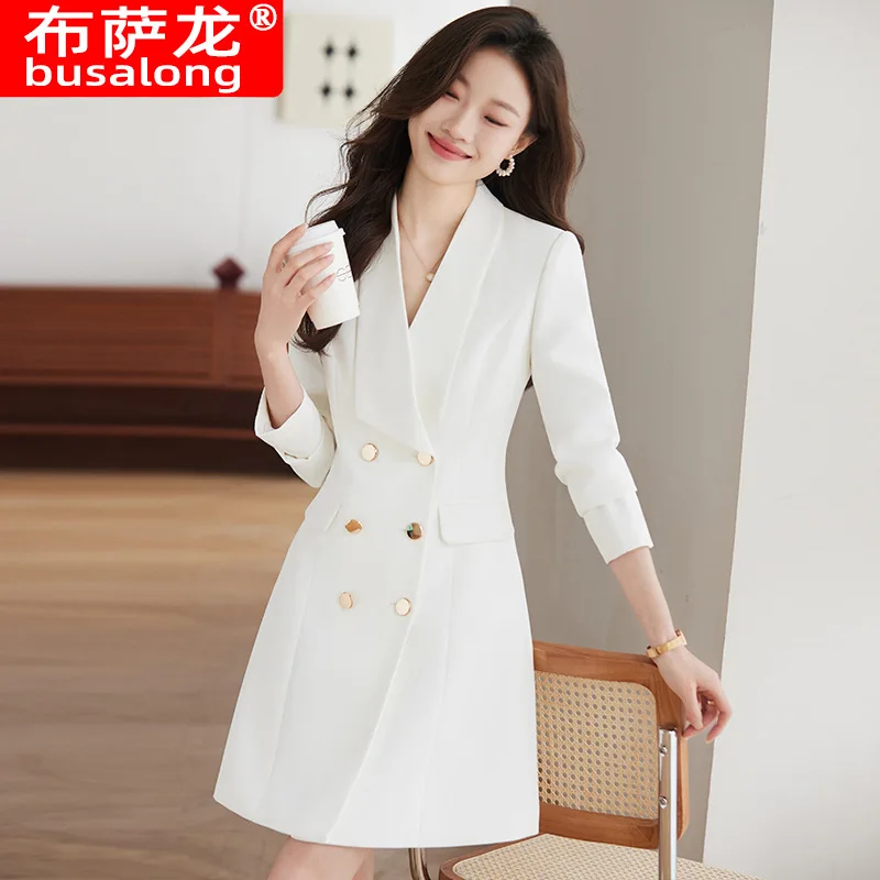 

2025New Style Suit Collar Dress Long Sleeve Waist-Cinching Elegant Professional Dress Workwear Fashion Slim Fit Formal Wear