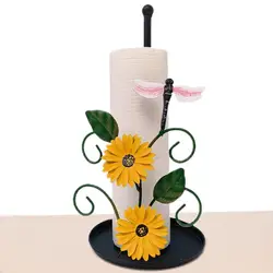 Iron Kitchen Roll Paper Towel Holder Sunflower Bathroom Tissue Stand Napkins Rack Home Kitchen Tissue Storage Stand Accessories