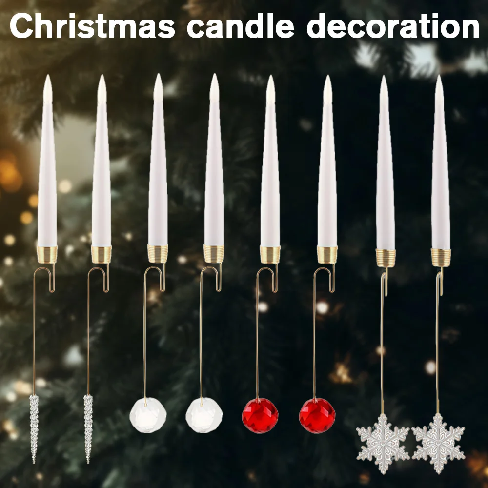 6PCS LED Christmas Tree Candles with Remote – Flameless Flickering Snowflake Crystal Ball Lights – Holiday Hanging Decorations