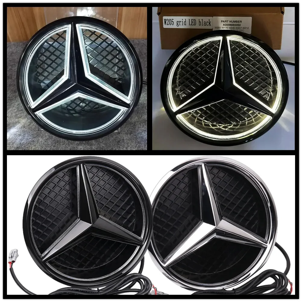 

for Mercedes benz W205 W212 W213 W204 ML W166 CLA C117 A W176 W177 C W204 E GLK X204 GlaWith LED Grid style Front Grill Emblem