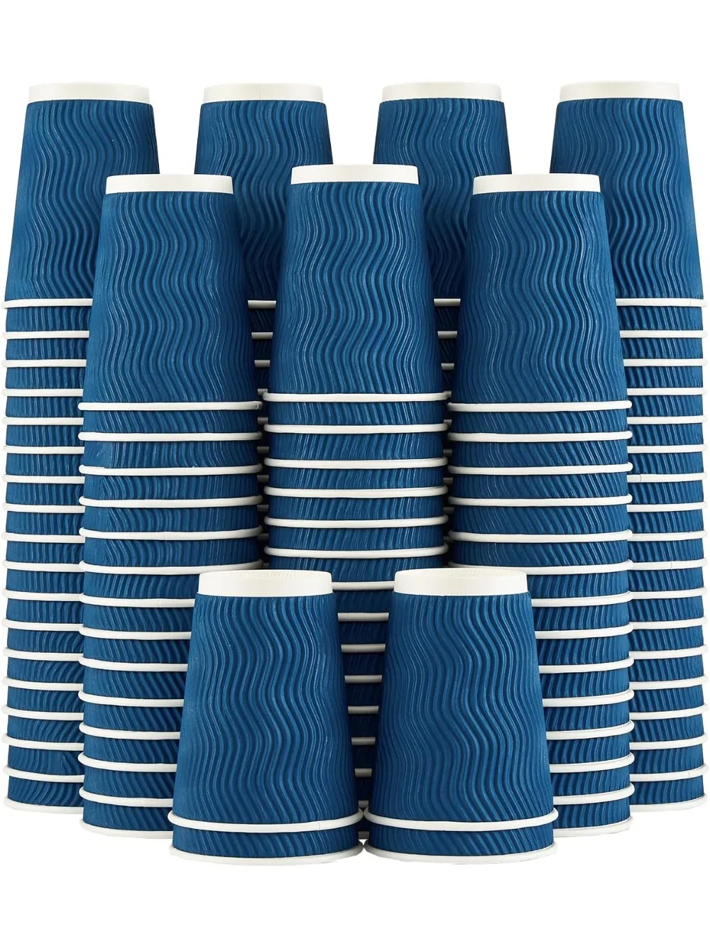 

120 упаковок одноразовых бумажных кофейных чашек на 12 унций, изолированная гофрированная крафт-стена, темно-синий