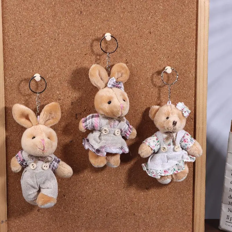 

Cartoon Little Bear Plush Doll Keychain Cute Stuffed Rabbit Doll Keyring Couple Bag Pendant Backpack Hanging Decoration Gifts