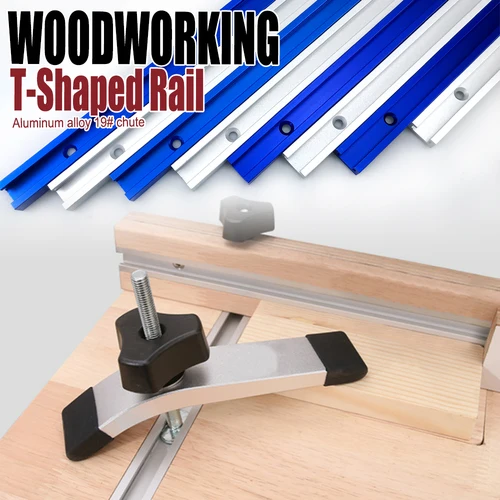 Imagen 2 del producto Carril de pista en T de 300-600mm, 19 tipos con ranura en T, herramienta de carpintería, carril guía de aleación de aluminio para Sierra de mesa, banco de trabajo, herramienta de bricolaje